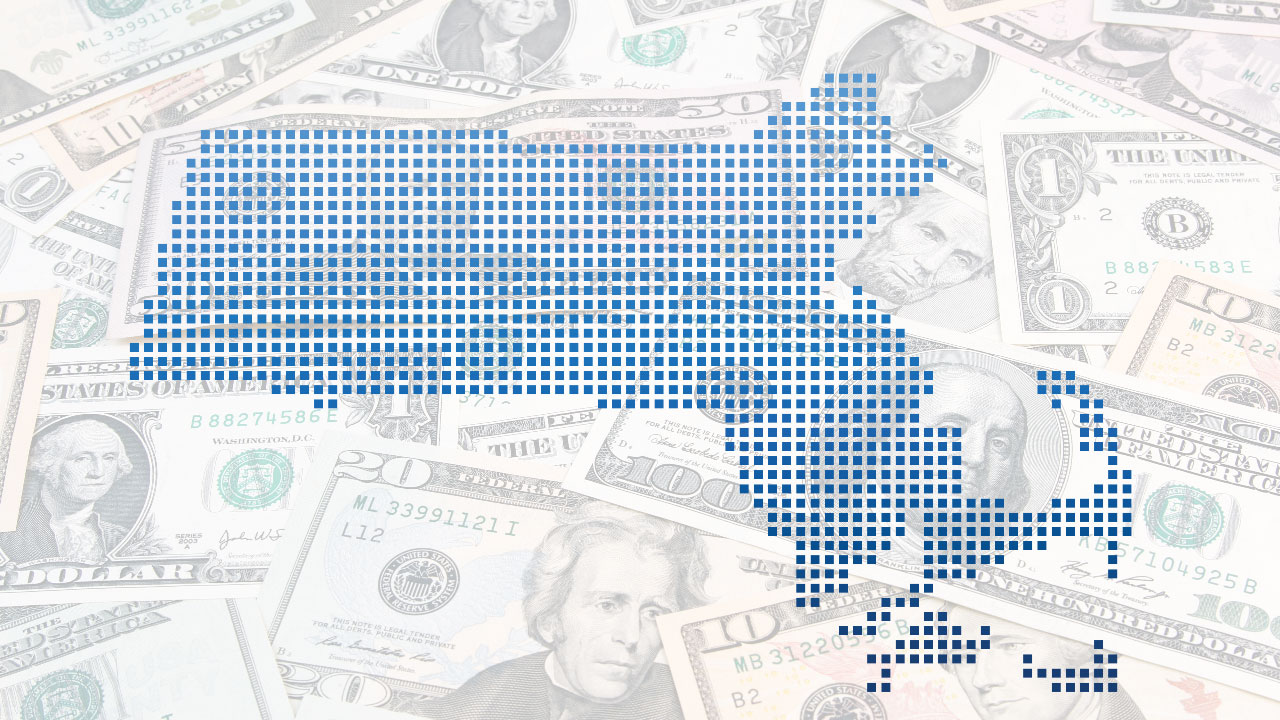 Shape of Massachusetts overlaid on a pile of cash